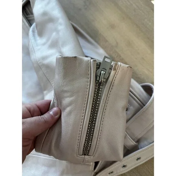 IRO PARIS Milaspe Light Baby Metallic Pink Lambskin Leather Moto Biker Jacket 38 - Picture 7 of 12